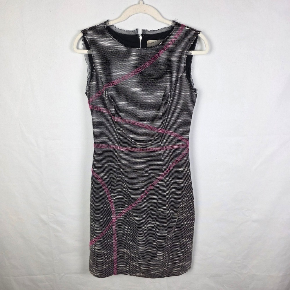 Jason Wu Black White‎ Pink Textured Silk Lined Sheath Dress Size 4 Made in USA